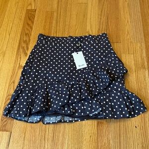 Bardot Charcoal Mini Skirt White‎ Polka Dots Ruffles Pleated Skirt Ruffled Hem 6